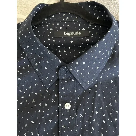 Big Dude Button Shirt Dress Men Size 4XLT Blue Workwear Formal Business Office - Picture 8 of 12